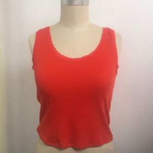 "Heart and hips" coral orange/ red cropped tank